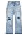 KNEE DESTROYED SLIM FLARE DENIM