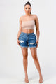 Side slid denim shorts